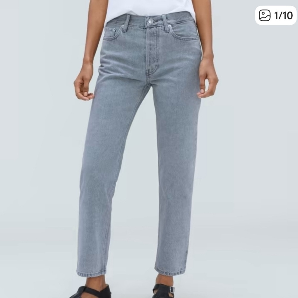 Everlane The Relaxed Straight Denim Jeans 28 Long Gray Button Fly Organic Cotton